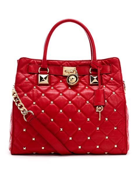 michael kors red hamilton satchel|Michael Kors Hamilton large bag.